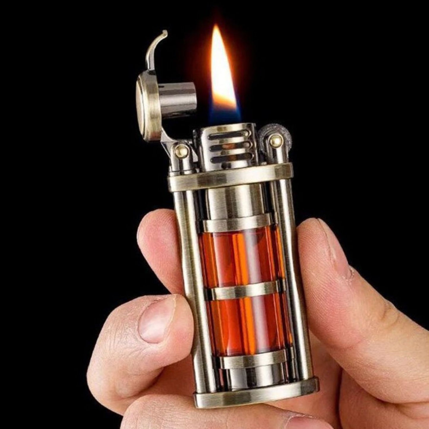 Transparent Windproof Metal Kerosene Flame Fusion Lighter