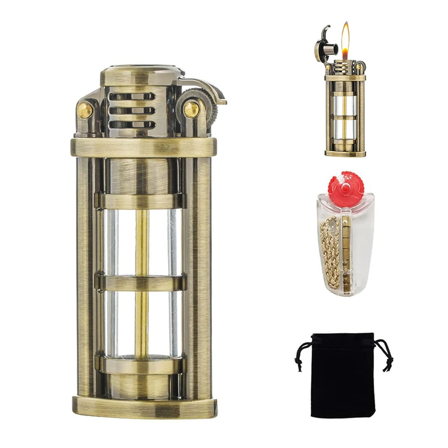 Transparent Windproof Metal Kerosene Flame Fusion Lighter